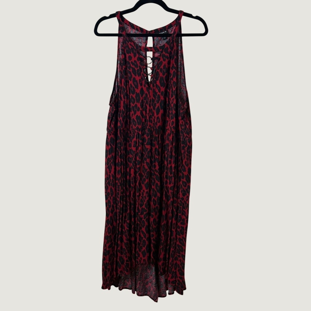 Torrid Leopard Print High Low Going Out Dress Red Black Dark Romantic Goth 3 3X